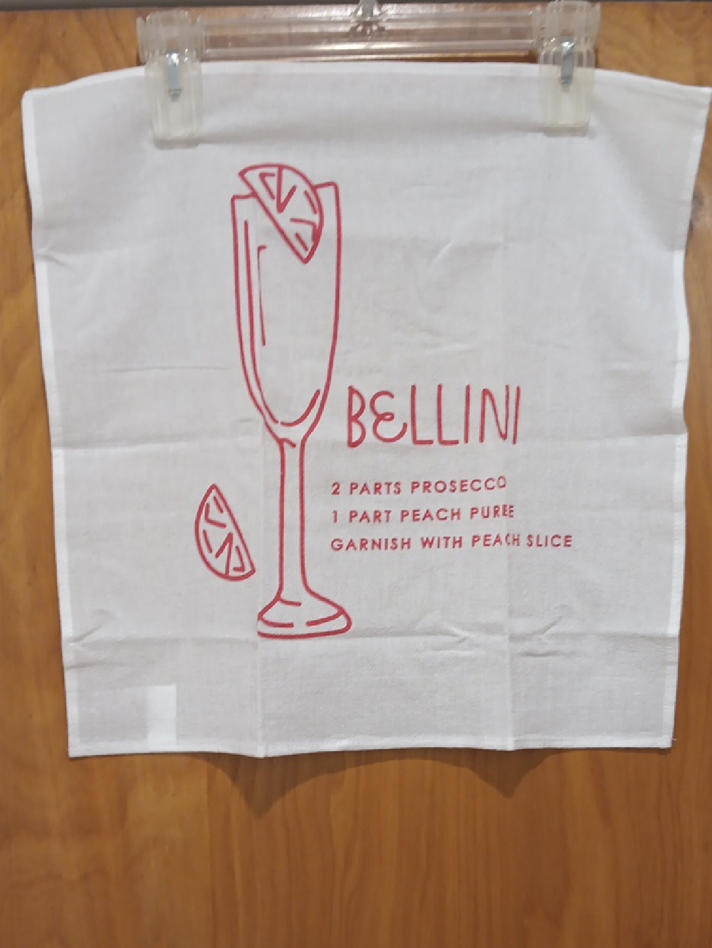 Never Used Bellini White Tea Towel with Graphic and Recipe